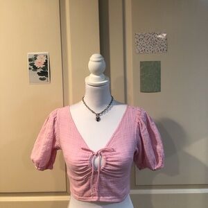 Billabong Light Pink Puff Sleeve Blouse